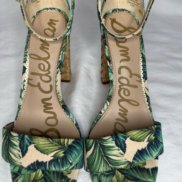 Sam Edelman Tropical Print Yaro Palm Leaf Block Heels 6.5 - Picture 5 of 7
